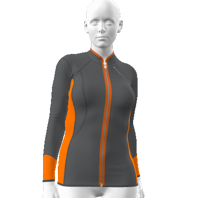 T2 PRO SERIES CHILLPROOF LONG SLEEVE FULL ZIP TITANIUM / ORANGE TOP - WOMENS
