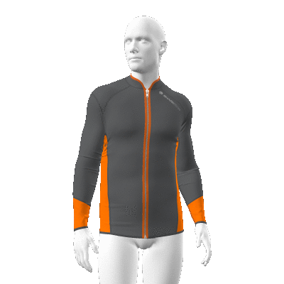 T2 PRO SERIES CHILLPROOF LONG SLEEVE FULL ZIP TITANIUM / ORANGE TOP - MENS