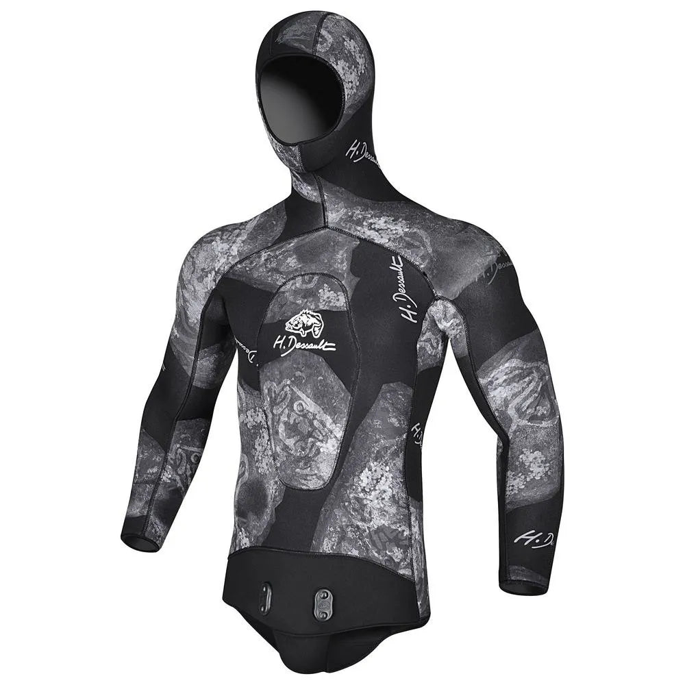 H.dessault by c4 Black Side 5 mm spearfishing jacket