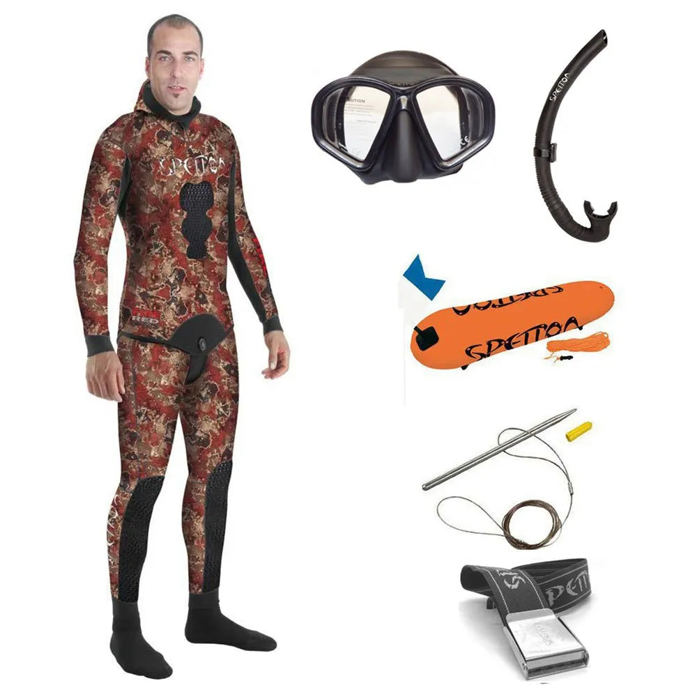 Spetton Pack Fire Red Camo Elite 3 mm spearfishing wetsuit